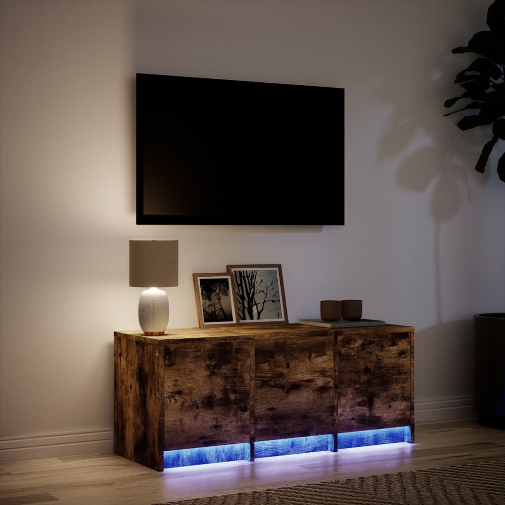 Mobile Porta TV con LED-Mobile per TV-Credenza TV Rovere Fumo 97x34x40 cm in Truciolato