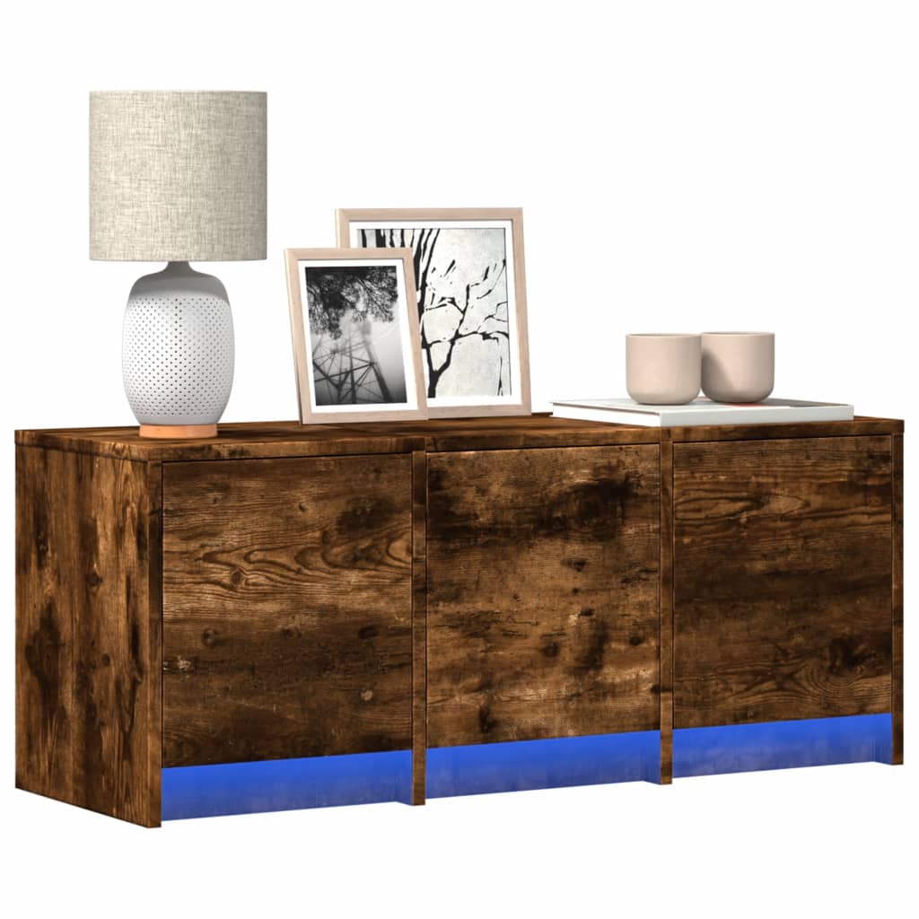 Mobile Porta TV con LED-Mobile per TV-Credenza TV Rovere Fumo 97x34x40 cm in Truciolato