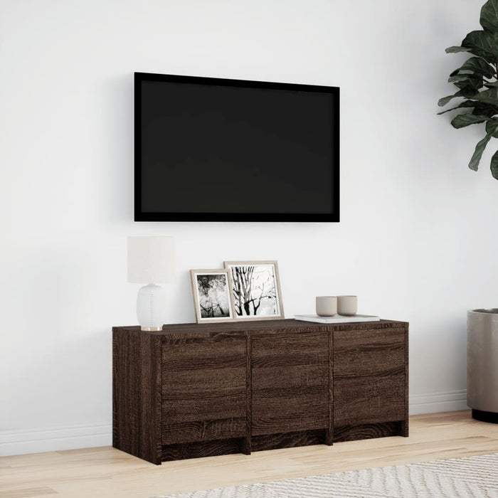 Mobile Porta TV con LED Rovere Marrone 97x34x40 cm Truciolato 852242