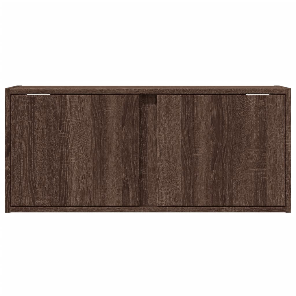 Mobile TV a Parete con Luci LED-Mobile TV a Muro Rovere Marrone 80x31x35 cm 731578