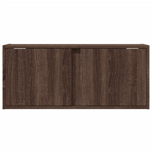 Mobile TV a Parete con Luci LED-Mobile TV a Muro Rovere Marrone 80x31x35 cm 731578