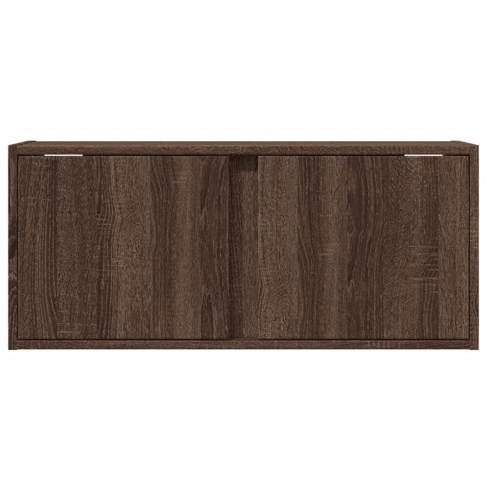 Mobile TV a Parete con Luci LED-Mobile TV a Muro Rovere Marrone 80x31x35 cm 731578