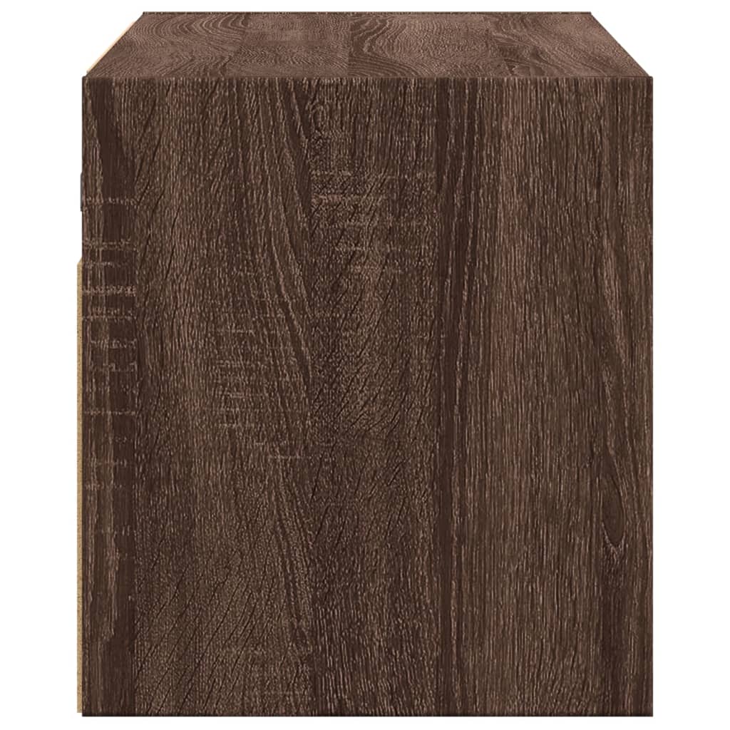 Mobile TV a Parete con Luci LED-Mobile TV a Muro Rovere Marrone 80x31x35 cm 731578