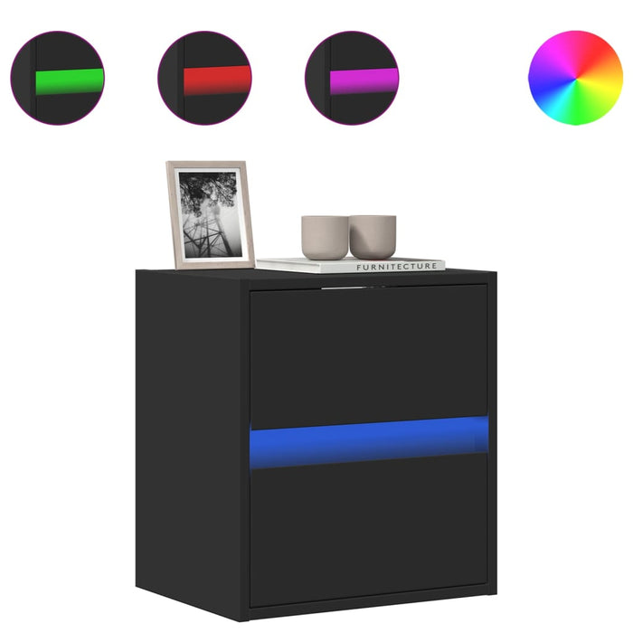 Mobile TV a Parete con Luci LED Nero 41x31x45 cm 852273