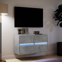 Mobili TV a Parete con Luci LED 2pz Grigio Cemento 41x31x45 cm 852278