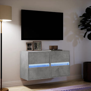 Mobili TV a Parete con Luci LED 2pz Grigio Cemento 41x31x45 cm 852278