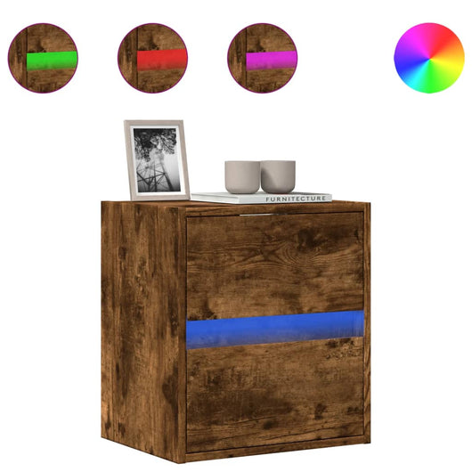 Mobile TV a Parete con Luci LED-Mobile TV a Muro Rovere Fumo 41x31x45 cm 995901