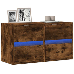 Mobili TV a Parete con Luci LED 2pz Rovere Fumo 41x31x45 cm 852280