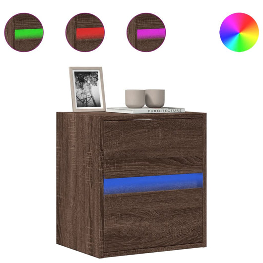 Mobile TV a Parete con Luci LED-Mobile TV a Muro Rovere Marrone 41x31x45 cm 977038