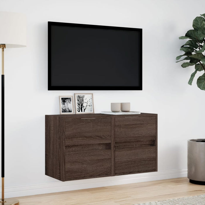 Mobili TV a Parete con Luci LED 2pz Rovere Marrone 41x31x45 cm 852284