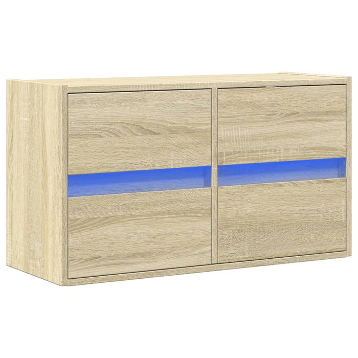 Mobile TV a Parete con Luci LED-Mobile TV a Muro Rovere Sonoma 80x31x45 cm 184045