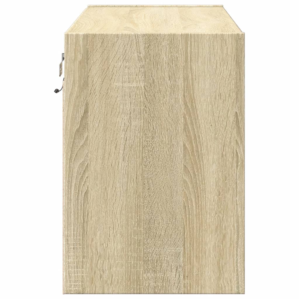 Mobile TV a Parete con Luci LED-Mobile TV a Muro Rovere Sonoma 80x31x45 cm 184045