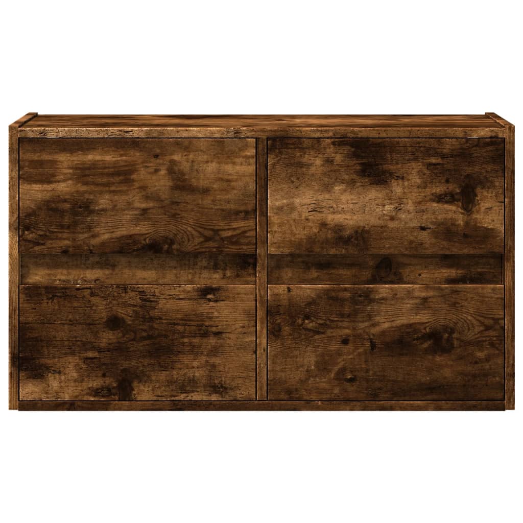 Mobile TV a Parete con Luci LED-Mobile TV a Muro Rovere Fumo 80x31x45 cm 522794