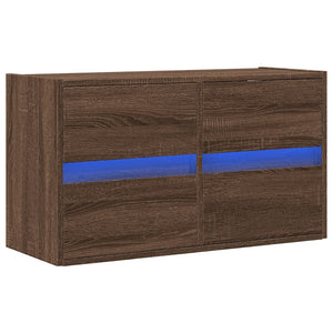 Mobile TV a Parete con Luci LED-Mobile TV a Muro Rovere Marrone 80x31x45 cm 281268