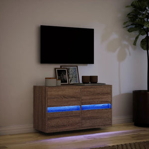 Mobile TV a Parete con Luci LED-Mobile TV a Muro Rovere Marrone 80x31x45 cm 281268