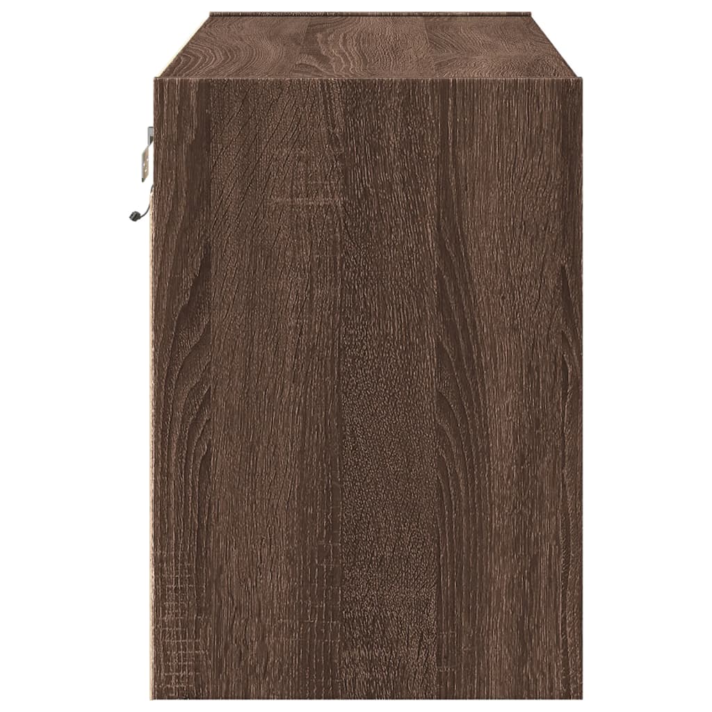 Mobile TV a Parete con Luci LED Rovere Marrone 80x31x45 cm 852291