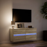 Mobile TV a Parete con Luci LED-Mobile TV a Muro Rovere Sonoma 100x31x45 cm 307755