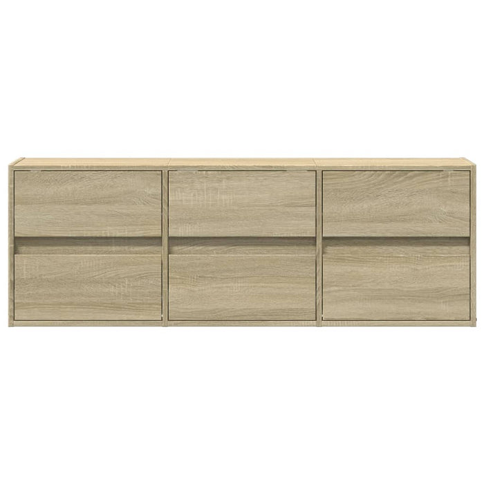 Mobile TV a Parete con Luci LED-Mobile TV a Muro Rovere Sonoma 130x31x45 cm 139836