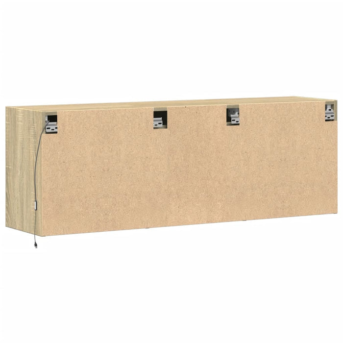 Mobile TV a Parete con Luci LED-Mobile TV a Muro Rovere Sonoma 130x31x45 cm 139836