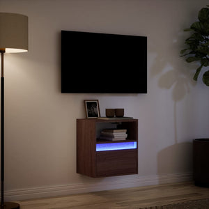 Mobile TV a Parete con Luci LED-Mobile TV a Muro Rovere Marrone 41x31x45 cm 507704