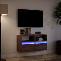 Mobili TV a Parete con Luci LED 2pz Rovere Marrone 41x31x45 cm 852326