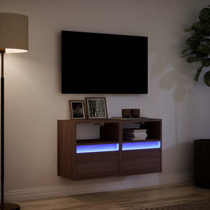 Mobili TV a Parete con Luci LED 2pz Rovere Marrone 41x31x45 cm 852326