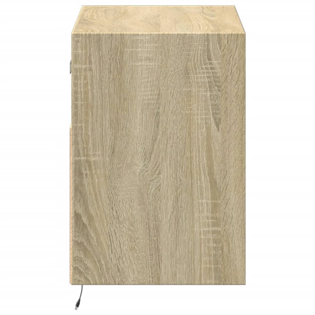 Mobile TV a Parete con Luci LED-Mobile TV a Muro Rovere Sonoma 80x31x45 cm 218841