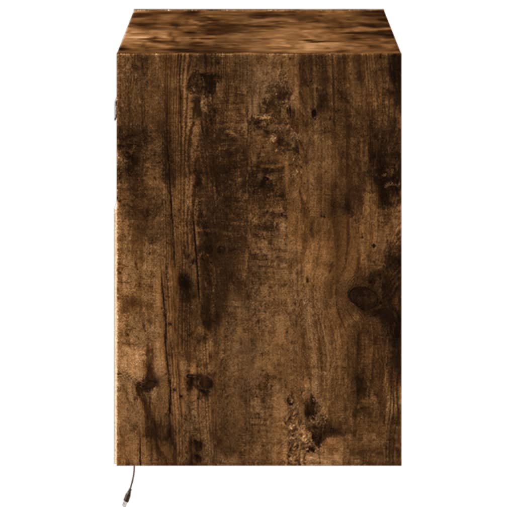 Mobile TV a Parete con Luci LED-Mobile TV a Muro Rovere Fumo 80x31x45 cm 755677