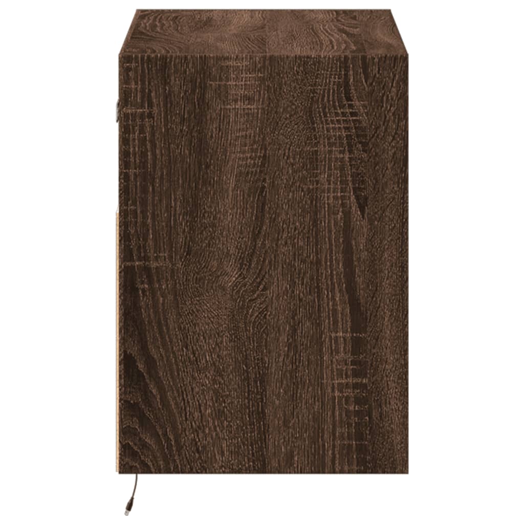 Mobile TV a Parete con Luci LED-Mobile TV a Muro Rovere Marrone 80x31x45 cm 939464