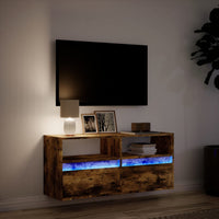 Mobile TV a Parete con Luci LED Rovere Fumo 100x31x45 cm 852338