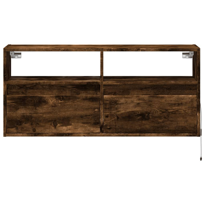 Mobile TV a Parete con Luci LED Rovere Fumo 100x31x45 cm 852338