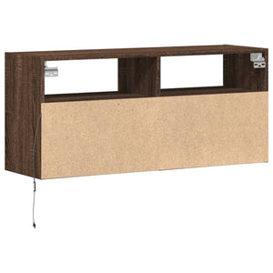 Mobile TV a Parete con Luci LED-Mobile TV a Muro Rovere Marrone 100x31x45 cm 380253
