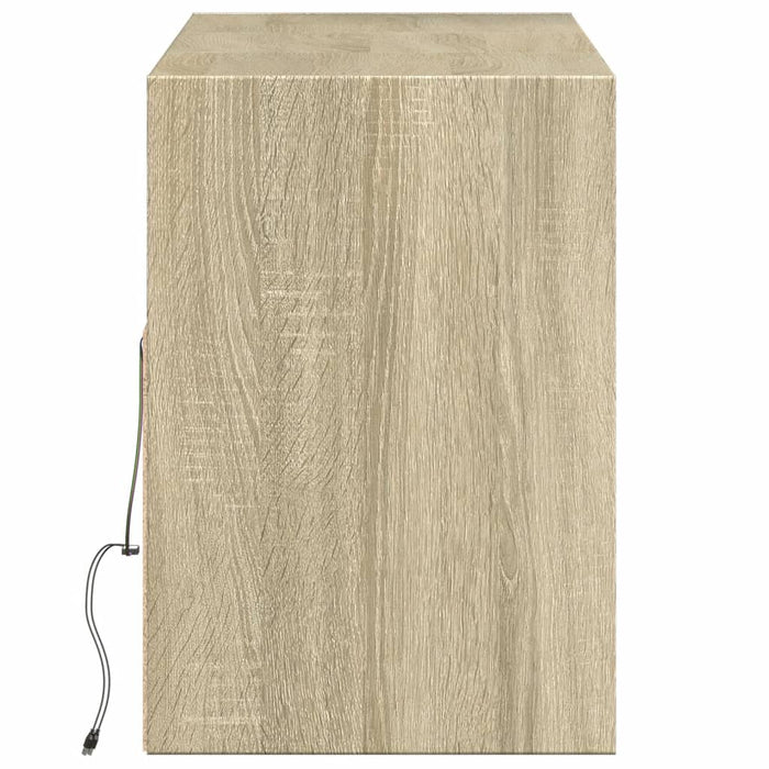 Mobile TV a Parete con Luci LED Rovere Sonoma 130x31x45 cm 852343