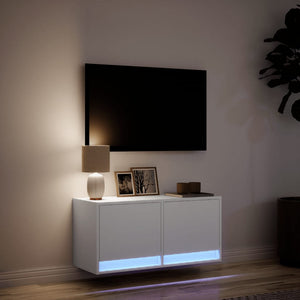 Mobile TV a Parete con Luci LED Bianco 80x31x35 cm 852355