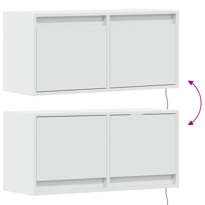 Mobile TV a Parete con Luci LED Bianco 80x31x35 cm 852355