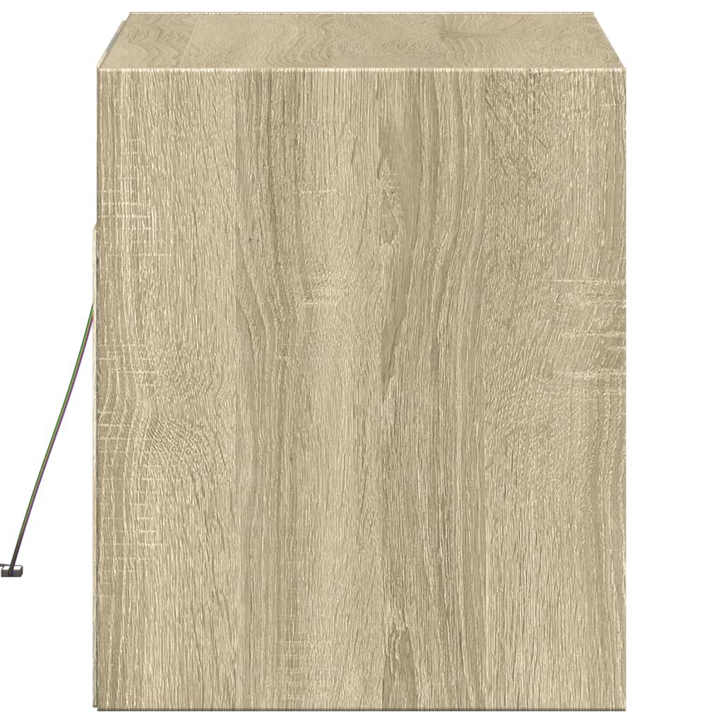 Mobile TV a Parete con Luci LED-Mobile TV a Muro Rovere Sonoma 80x31x35 cm