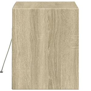 Mobile TV a Parete con Luci LED-Mobile TV a Muro Rovere Sonoma 80x31x35 cm