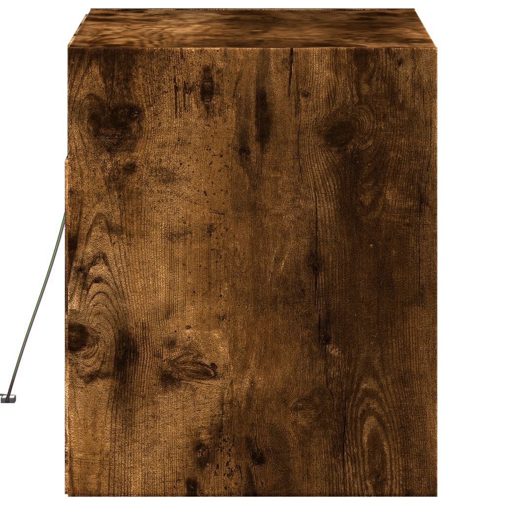 Mobile TV a Parete con Luci LED-Mobile TV a Muro Rovere Fumo 80x31x35 cm 776679