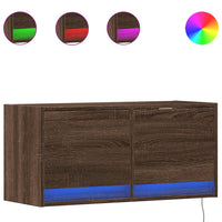 Mobile TV a Parete con Luci LED-Mobile TV a Muro Rovere Marrone 80x31x35 cm 658747
