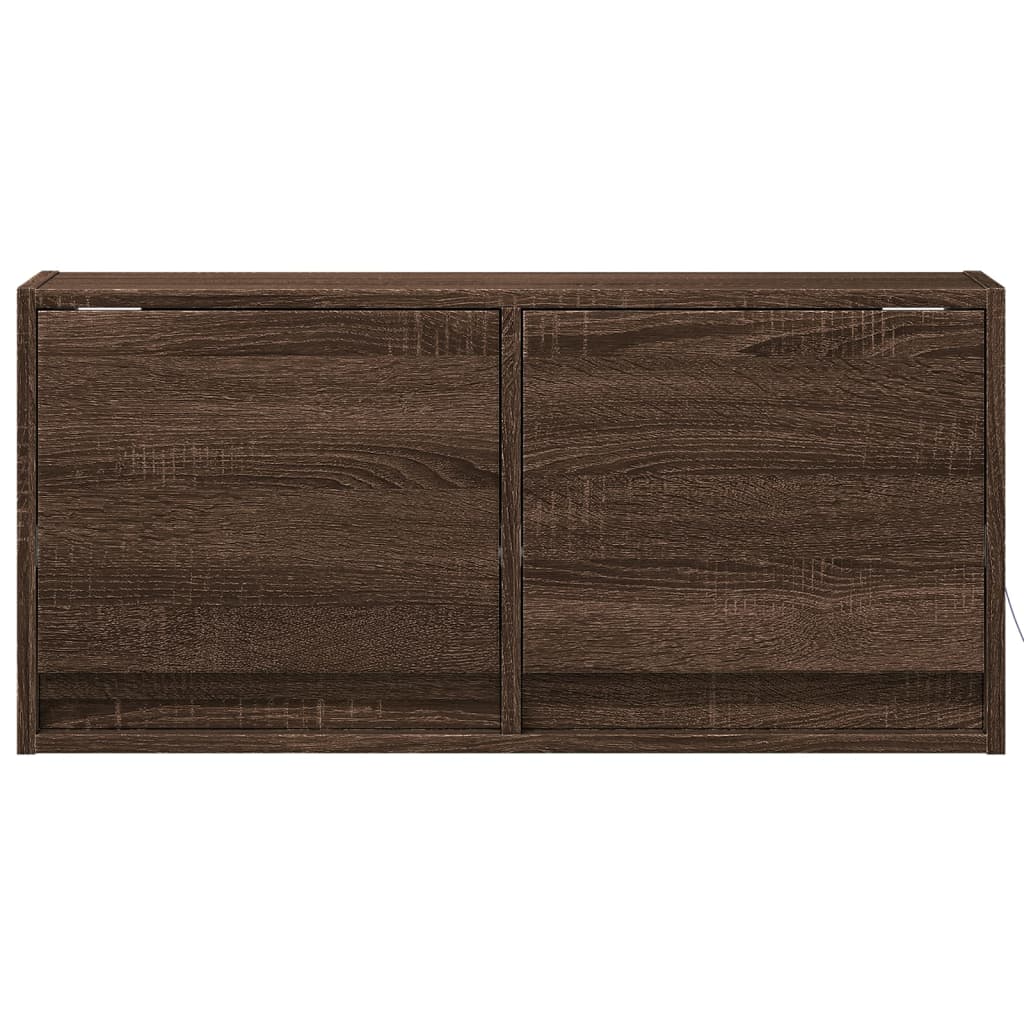 Mobile TV a Parete con Luci LED-Mobile TV a Muro Rovere Marrone 80x31x35 cm 658747