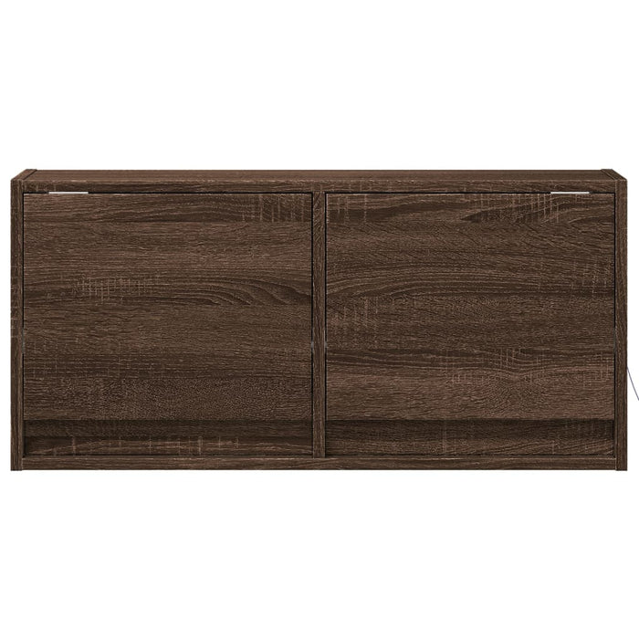 Mobile TV a Parete con Luci LED-Mobile TV a Muro Rovere Marrone 80x31x35 cm 658747