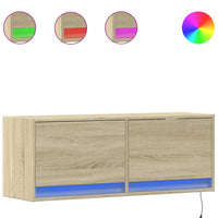 Mobile TV a Parete con Luci LED-Mobile TV a Muro Rovere Sonoma 100x31x35 cm 537992