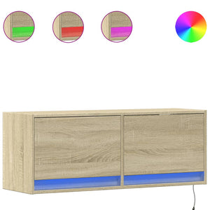 Mobile TV a Parete con Luci LED-Mobile TV a Muro Rovere Sonoma 100x31x35 cm 537992