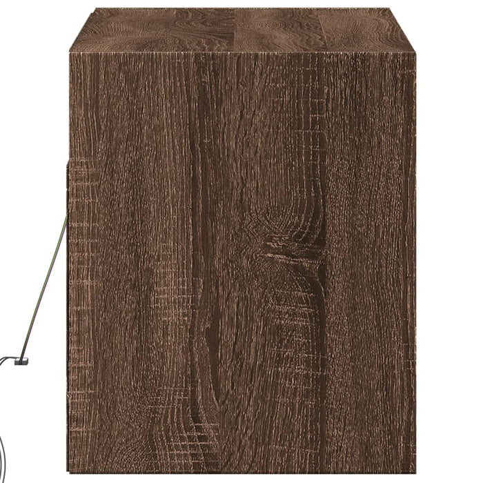 Mobile TV a Parete con Luci LED-Mobile TV a Muro Rovere Marrone 100x31x35 cm