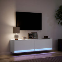 vidaXL Mobile TV a Parete con Luci LED Bianco 140x31x38 cm