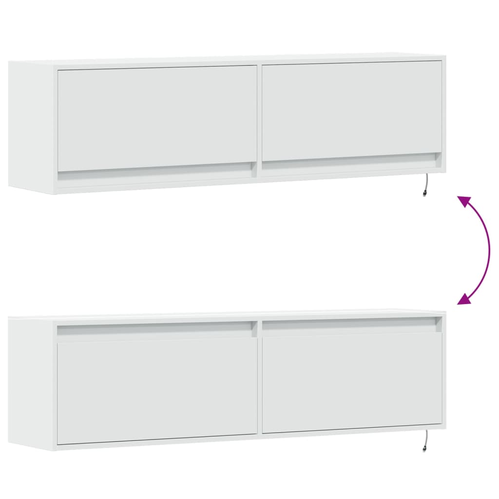 vidaXL Mobile TV a Parete con Luci LED Bianco 140x31x38 cm