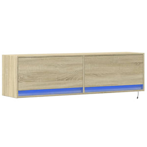 Mobile TV a Parete con Luci LED-Mobile TV a Muro Rovere Sonoma 140x31x38 cm