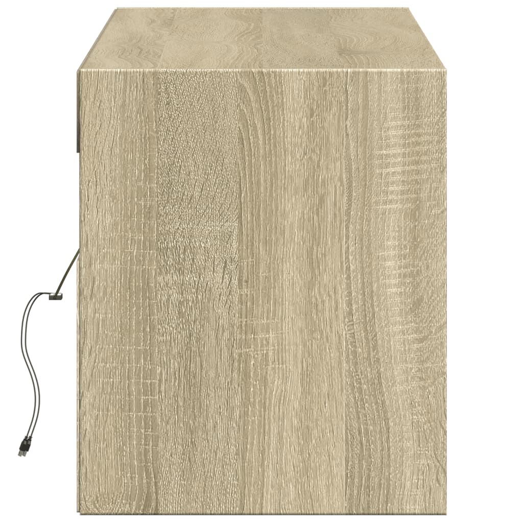 Mobile TV a Parete con Luci LED-Mobile TV a Muro Rovere Sonoma 140x31x38 cm
