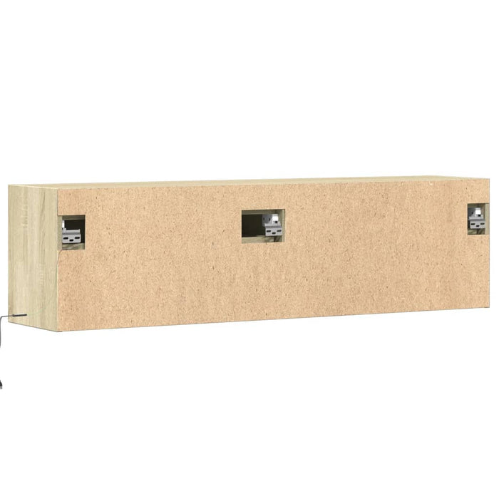 Mobile TV a Parete con Luci LED-Mobile TV a Muro Rovere Sonoma 140x31x38 cm