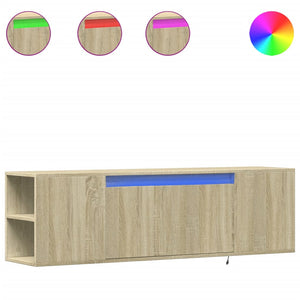 Mobile TV a Parete con Luci LED-Mobile TV a Muro Rovere Sonoma 135x31x39,5 cm